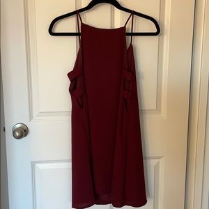 Tobi Maroon Flowy Dress with Side Cutouts